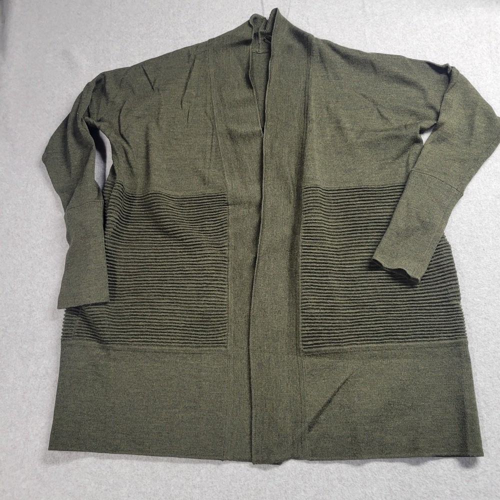 Lululemon Sit In Lotus Wrap II Merino Wool Open Cardigan Sweater Womens 12 Green